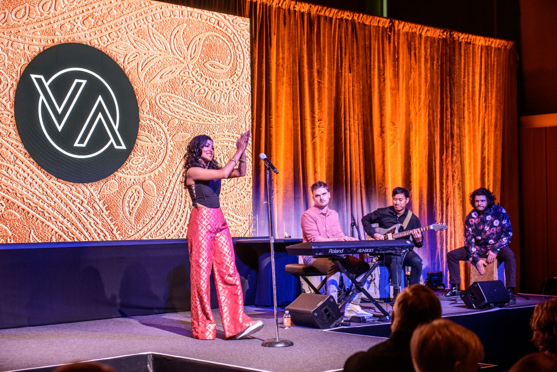 Indian music star Vidya Vox performing on stage.